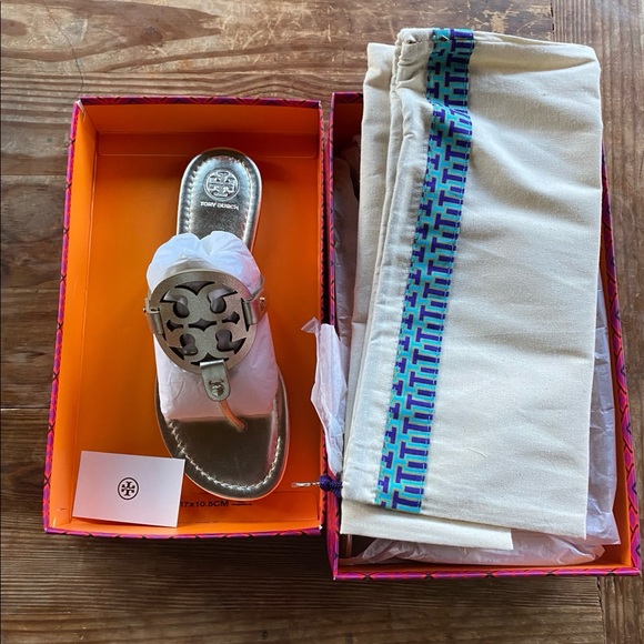 Tory Burch Shoes - Miller Metallic Spark Gold Tory Burch Sandals NWT